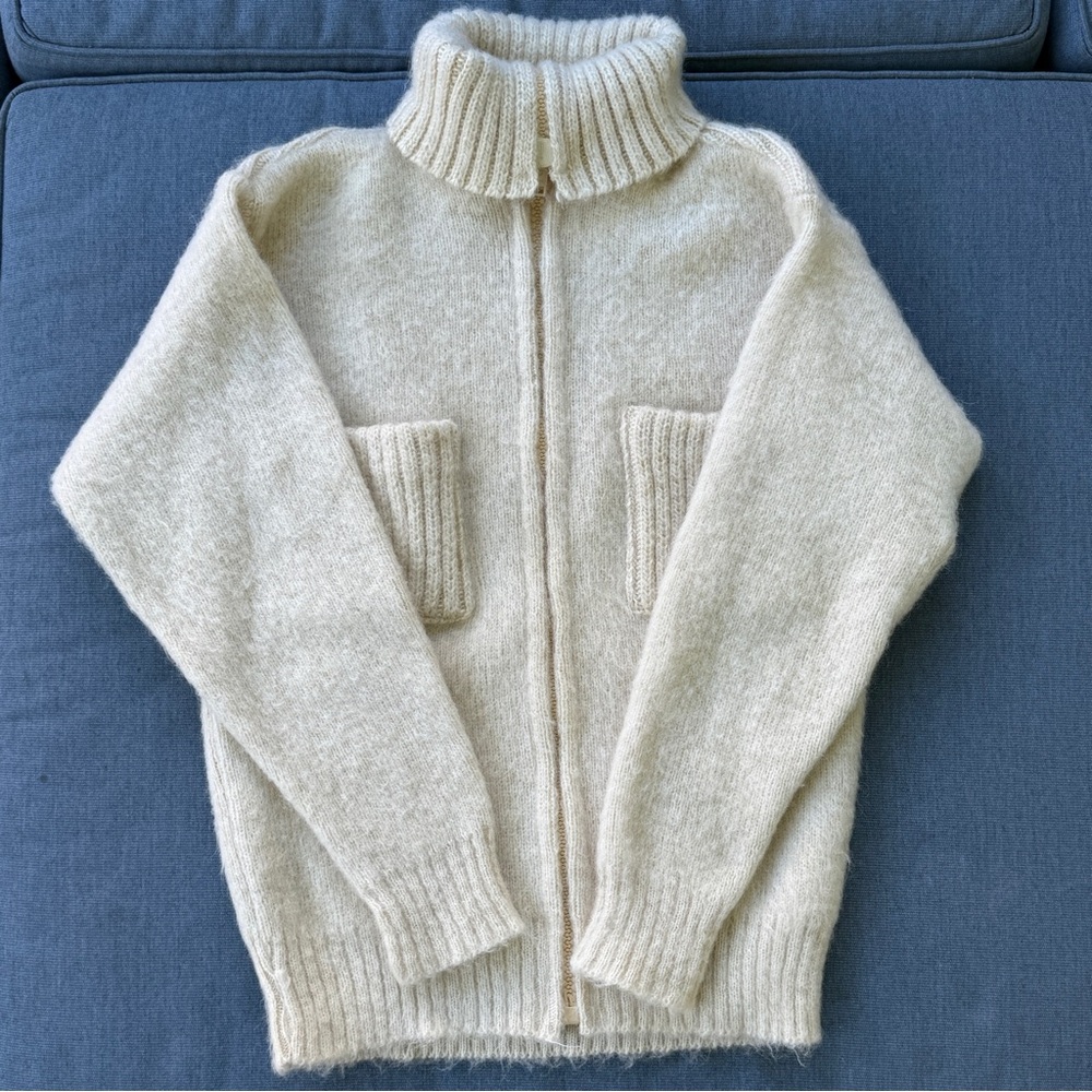 Retro Chunky Turtleneck Cardigan | Icelandic Fashions | 100% Wool | Women’s M